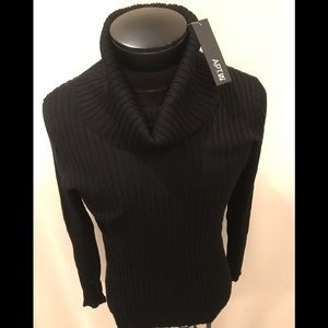 NWT APT.9 BLK SzL RIBBED COWL TOP